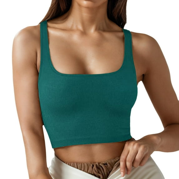 Lixiuxyad Summer Womens Tank Tops New European And Style Women's Clothing Solid Color Fashion Trend Sexy Thread Short Vest(Green XL)