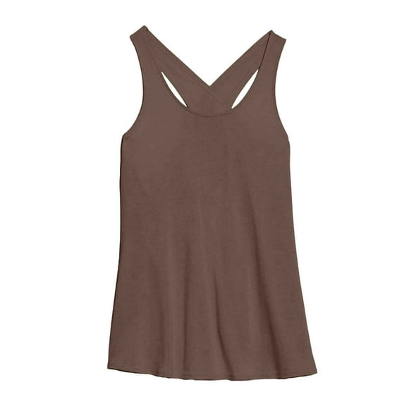 Lixiuxyad Summer Womens Tank Tops Women Solid Sleeveless Sports Vest Training Running Fitness Top Pullover Loose Yoga Blouse(Brown M)