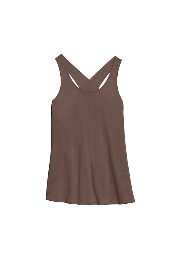 Summer Womens Tank Tops Women Solid Sleeveless Sports Vest Training Running Fitness Top Pullover Loose Yoga Blouse(Brown XL)