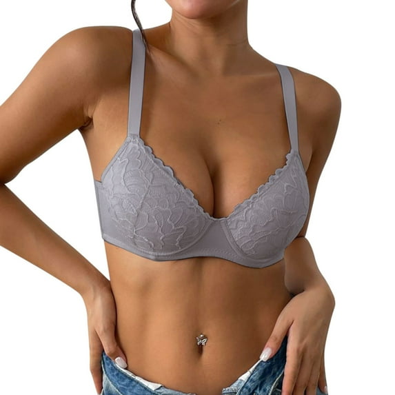 Lixiuxyad Support Sports Bras for Women Women's Solid Color Lace Thin Comfortable Breathable Push Up Bra With Underwire Triple Bra