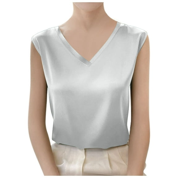 Lixiuxyad Tank Top Camisole Ladies V Neck Wide Strap Ice Silk Camisole Loose Fit Basic Top Summer Sleeveless Shirt. For Layering Or Wearing Alone For A Look.(Green S)