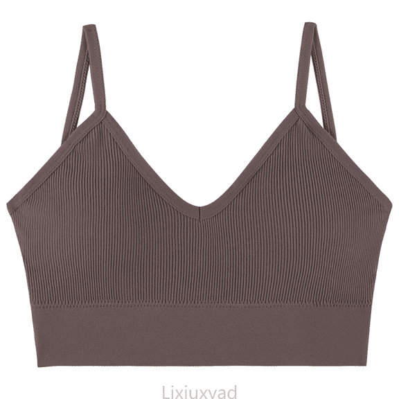 Lixiuxyad Tank Top Camisole Seamless Deep V Neck Camisole For Stretch Sleeveless Tank Top With Built In Bra Comfortable Everyday Wear,Brown