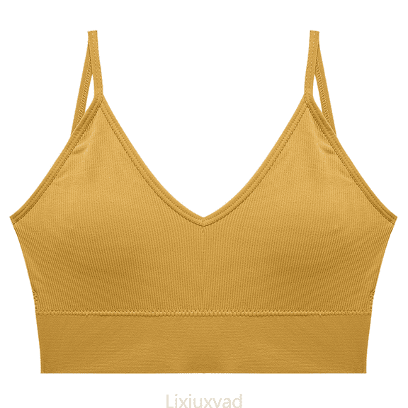 Lixiuxyad Tank Top Camisole Seamless Deep V Neck Camisole For Stretch Sleeveless Tank Top With Built In Bra Comfortable Everyday Wear,Yellow