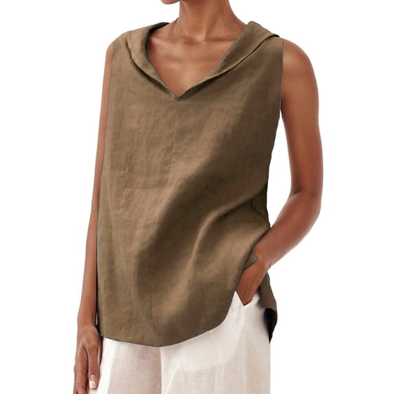 Lixiuxyad Tank Tops With Built In Bras Women's Casual V Neck Sleeveless Loose Fit Tank Top For Everyday Wear Spring Summer Fall Comfortable Relaxed Blouse