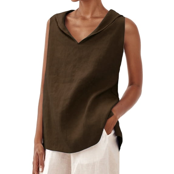 Lixiuxyad Tank Tops With Built In Bras Women's Casual V Neck Sleeveless Loose Fit Tank Top For Everyday Wear Spring Summer Fall Comfortable Relaxed Blouse