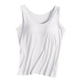 thumbnail image 1 of Lixiuxyad Tank Tops Women Women Solid Color Tops With Chest Pad No Steel Ring Cup Shirts Wide Strap Integrated Outerwear Yoga Sports Vest(White M), 1 of 3