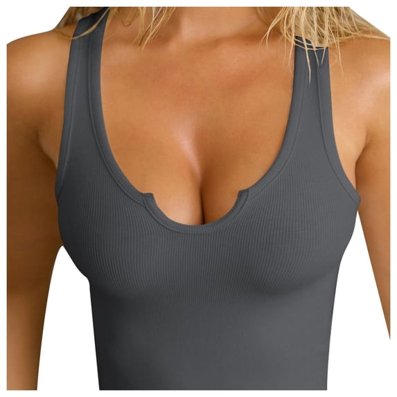 Lixiuxyad Tank Tops Women Women's Round Neck Sexy Slim Top Fashion With Bottom Sweater Knit Vest(Gray S)