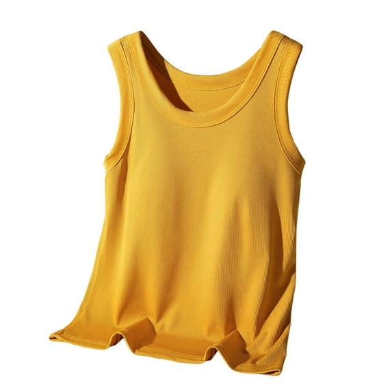 Lixiuxyad Tank Tops Women Women's Scoop Neck Sleeveless Knit Ribbed Fitted Casual Crop Tank Top(Yellow XL)