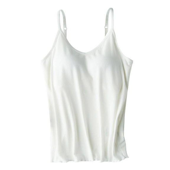 Lixiuxyad Tank Tops for Women Shelf Bra Camisoles Adjustable Spaghetti Strap Tank Tops Basic Layer(White M)
