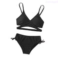 thumbnail image 1 of Lixiuxyad Girls Swimsuits V-Neck Bikini Set Color Block Bathing Suits Criss Cross Two Piece Swimwear,Sizes 6-7 Years, 1 of 3