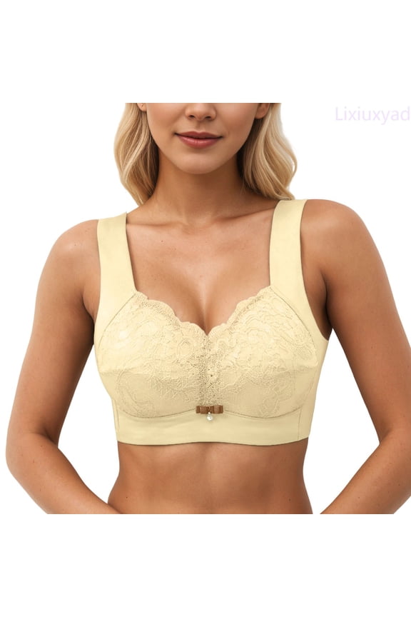 Thermal Soft Wireless Bra Thin Cup Lift Push Up Side Support Comfortable Seamless Underwear,Bras for Women Beige L