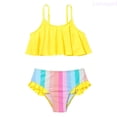 thumbnail image 1 of Lixiuxyad Toddler Baby Girls Swimsuit Cute Ruffle 2 Piece Tankni Top And Bikini Bottom Swimwear,2 Piece Swimwear Sets Sizes 5-6 Years Yellow, 1 of 6