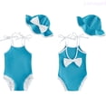 thumbnail image 1 of Lixiuxyad Toddler Kids Girl Swimsuit Baby Bow Swimwear 1 Piece Beach Swim Suit With Hat Baby Girl Bathing Suits,Swimsuits Sets Sizes 6-12 Months Blue, 1 of 5