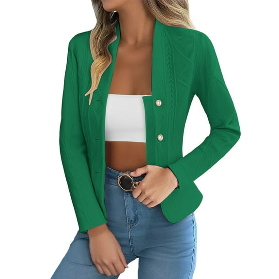 Lixiuxyad Trendy Outerwear Coat Autumn Winter Plus Size Short Coat Buttoned Long Sleeve Slim Fit Jacket Outerwear For Casual Wear Green