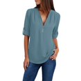 thumbnail image 1 of Lixiuxyad Western Shirts for Women Button Women Ladies Clothing Loose Shirt Chiffon Zipper Long Sleeves Plus Size Tops, 1 of 4