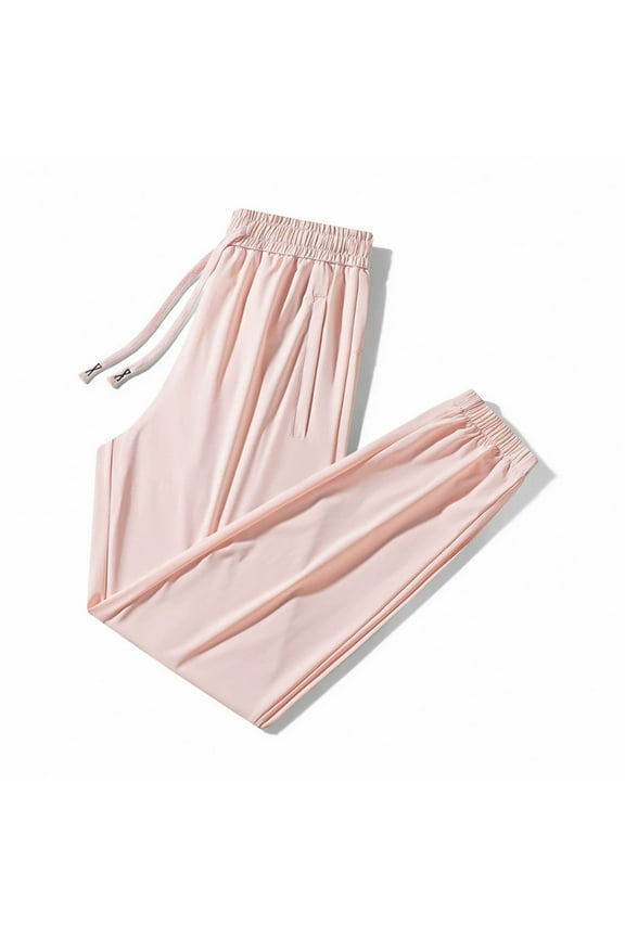 Wide Leg Pants Cool Ice Silk Sweatpants Super Stretch Pants Men's And Women's Casual Jogging Sweatpants Pink