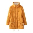 thumbnail image 1 of Lixiuxyad Winter Warm Puffer Jacket Women's Long Hooded Coat With Fleece Winter Warm Jacket With Pockets Stylish Outerwear For Cold Weather Yellow, 1 of 3