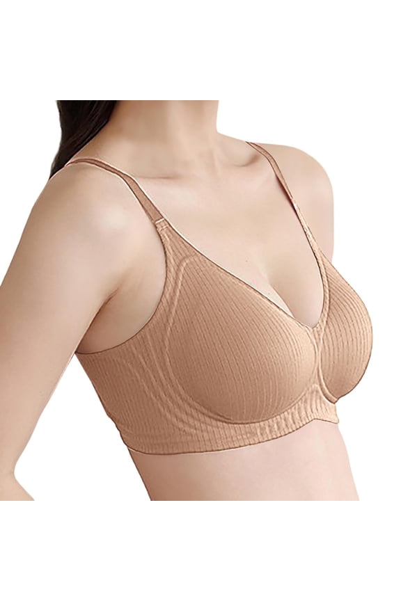 Wire Bras for Women Women's Jelly Glue Lift Up Soft Support Seamless Push Up Side Retraction Semi Fixed Cup Bra