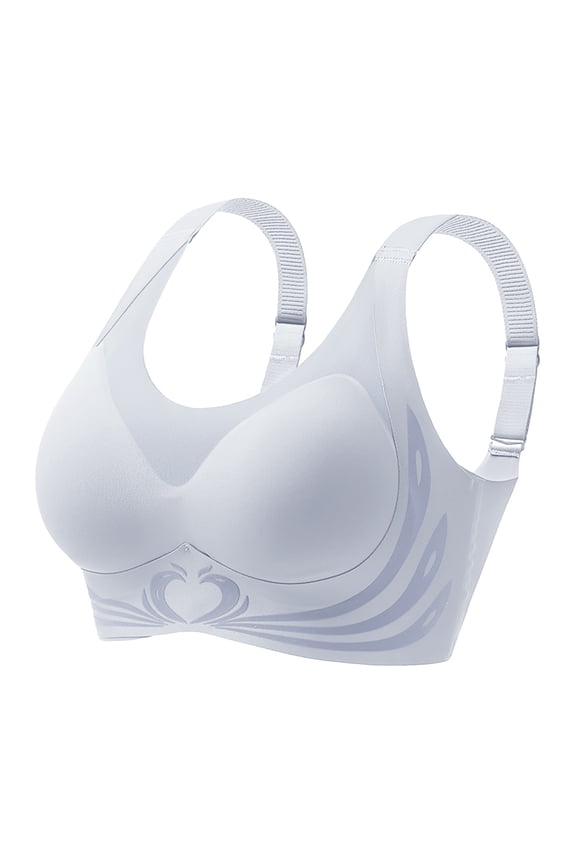 Wireless Bras Women's Front Side Buckle Lace Edge Without Steel Ring Movement Seamless Gathering Adjustment Yoga Sleep Large Bra