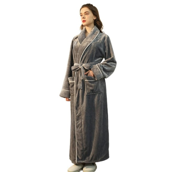 Lixiuxyad Woman's Bathrobe Size 3x Women's Flannel Pajamas Large Coral Velvet Bathrobe Autumn And Winter Long Thick Pajamas