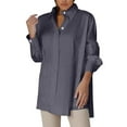 thumbnail image 1 of Lixiuxyad Women 3/4 Sleeve Tops And Blouses Women Loose Button Up Long Shirt Blouse Ladies V Neck Lapel Tunic, 1 of 5