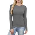 thumbnail image 1 of Lixiuxyad Women Basic Tee Ribbed Knit Long Sleeve Crewneck T Shirt Soft Stretchy Casual Basic Top For Everyday Comfort And Style,Gray, 1 of 6