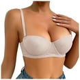 thumbnail image 1 of Lixiuxyad Women Bras Wireless Women's Solid Color Push Up Bra With Underwire Triple Back, 1 of 4