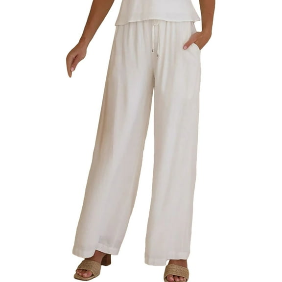 Lixiuxyad Women Casual Trousers Women's Solid Color Casual Women's Loose Trousers White