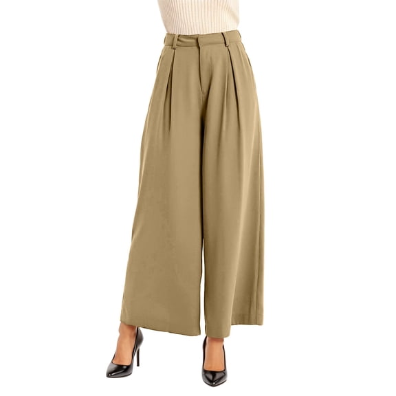 Lixiuxyad Women Drawstring Pants Women High Waist Casual Wide Leg Long Palazzo Pants Trousers Regular Size Yellow