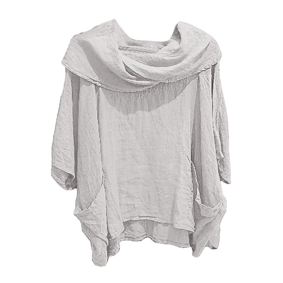 Lixiuxyad Women Dressy Tops Women Fashion Solid Casual Pleated Blouse With A Three Quarter