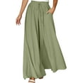 thumbnail image 1 of Lixiuxyad Women Flowy Long Pants Drawstring High Waist Casual Wide Leg Long Palazzo Pants Trousers Green, 1 of 5