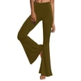 thumbnail image 1 of Lixiuxyad Women Flowy Pants Womens Solid Sport Length Full Casual Pants Flare Leg High Waist Trousers Brown, 1 of 6