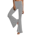 thumbnail image 1 of Lixiuxyad Women Flowy Pants Womens Solid Sport Length Full Casual Pants Flare Leg High Waist Trousers Gray, 1 of 6