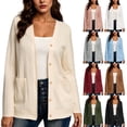 thumbnail image 1 of Lixiuxyad Women Long Sleeve Open Front Cardigan Knit Button Up Cardigan with Pockets Fall Outfits,Gray, 1 of 6