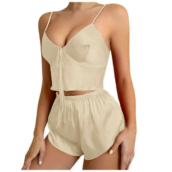Lixiuxyad Women Petite Pajamas Set Ladies Pajama Suit 2 Piece Set Sling Solid Color Sling Pajama Thin Style Shorts Home To Create Comfortable Pajamas