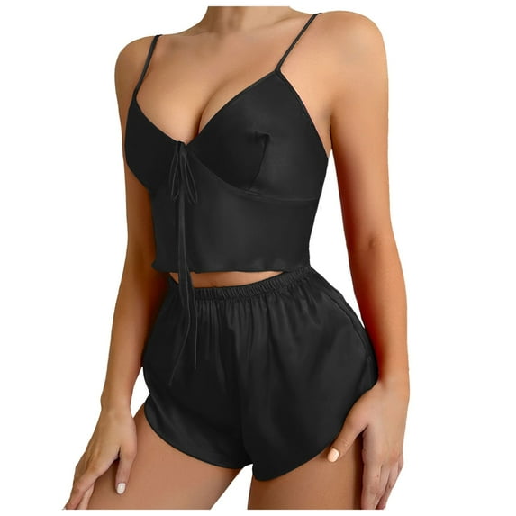 Lixiuxyad Women Petite Pajamas Set Ladies Pajama Suit 2 Piece Set Sling Solid Color Sling Pajama Thin Style Shorts Home To Create Comfortable Pajamas