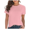 thumbnail image 1 of Lixiuxyad Women'S T-Shirts Basic T Shirts For Women Short Sleeve Casual Summer Tops Trendy Solid Loose Fit Tshirt,Pink L, 1 of 6