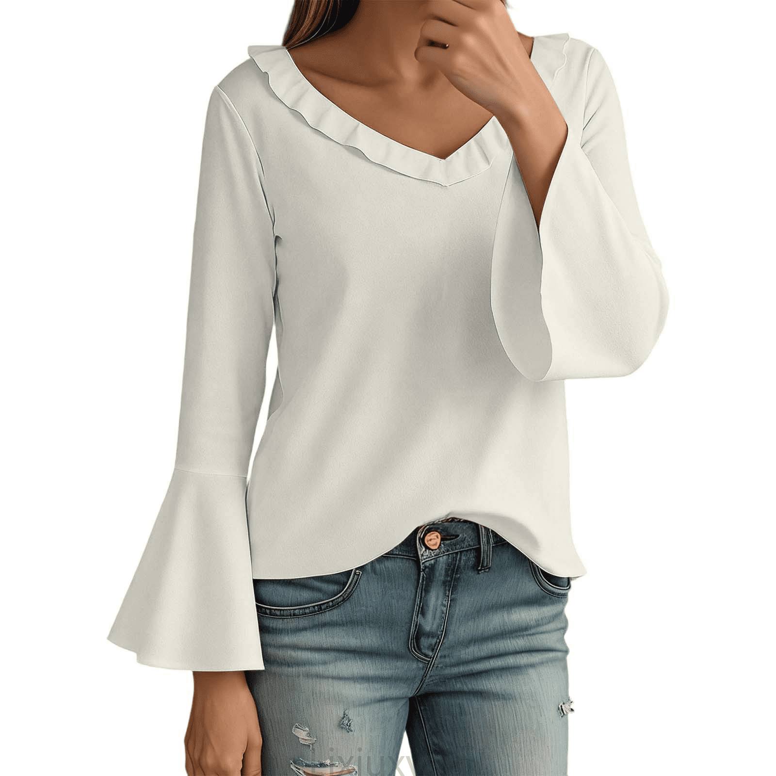 Lixiuxyad Women T-Shirt Casual Long Sleeve Crewneck Basic Tee Top Soft ...