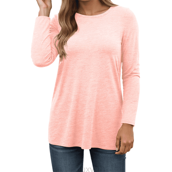Lixiuxyad Women T-Shirt Women's T Shirts For Casual Wear Autumn And Winter Long Sleeve Tops With Round Neck Design For Everyday Comfort,Red