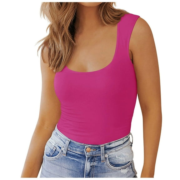 Lixiuxyad Women Tops Summer Women Basic Slim Fit Summer Tops Cute Sleeveless Shirts,Pink M