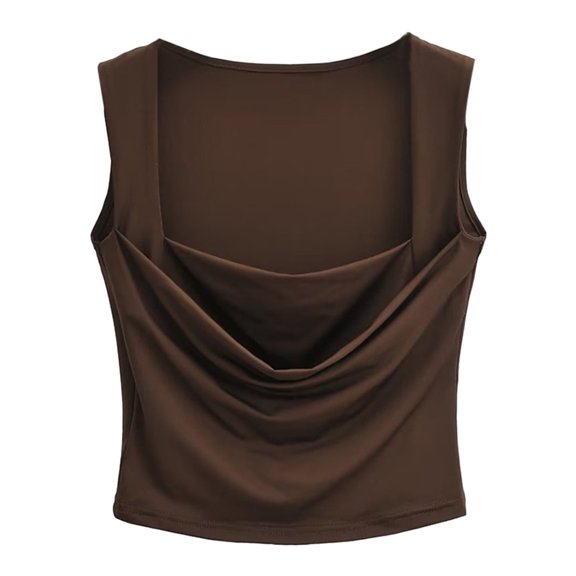 Lixiuxyad Women's Cami Women's Casual U Neck Butterfly Graphic Vest Rib Knit Tank Crop Top(Brown S)