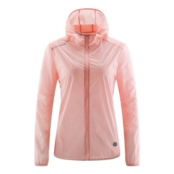 Lixiuxyad Women's Casual Jackets Women's Lightweight Casual Hooded Jacket UPF40 Sun Outdoor Zip Up Windbreaker For Spring Summer Fall Pink