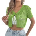 thumbnail image 1 of Lixiuxyad ‌Women's Crochet Cropped Cardigan Short Sleeve Tie-Front Open Knit Cardigan Summer Beach,Green, 1 of 7