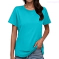 thumbnail image 1 of Lixiuxyad Women's Fashion Round Neck Plus Size Short Sleeved Solid Color T Shirt Top Casual Summer,Green L, 1 of 5