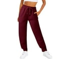 thumbnail image 1 of Lixiuxyad Women's Lined Sweatpants Winter Joggers Athletic Pants Casual Thick Warm Trousers Pockets Red, 1 of 5