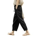 thumbnail image 1 of Lixiuxyad Women's Linen Capri Pants, Lightweight Casual Summer Pants with Drawstring Elastic Waist Black, 1 of 4