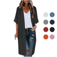 thumbnail image 1 of Lixiuxyad ‌Women's Long Chiffon Cardigan 3/4 Sleeve Open-Front Lightweight Summer Outfits,Black, 1 of 6