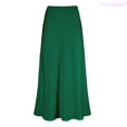 thumbnail image 1 of Lixiuxyad Women's Maxi Skirt Women's High Waist Satin Skirt, Flowy Long Skirt with Elegant Draping Casual Formal Skirt for Office Party Daily Wear,Green, 1 of 2