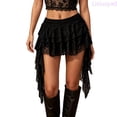 thumbnail image 1 of Lixiuxyad Women's Mini Skirt Summer Lace Layered Ruffle Short Skirt With Floral Embroidery And Elastic Waistband,Black, 1 of 3