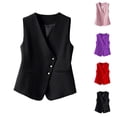 thumbnail image 1 of Lixiuxyad Women's Open Front Suit Vest Sleeveless V-Neck Button Waistcoat‌ Work Business Casual Outfits,Purple, 1 of 6